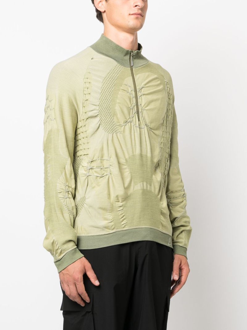 Green Half Zip 3d Knit Sweatshirt