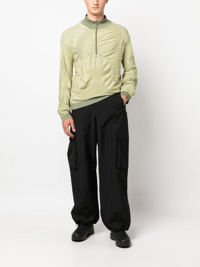 Green Half Zip 3d Knit Sweatshirt