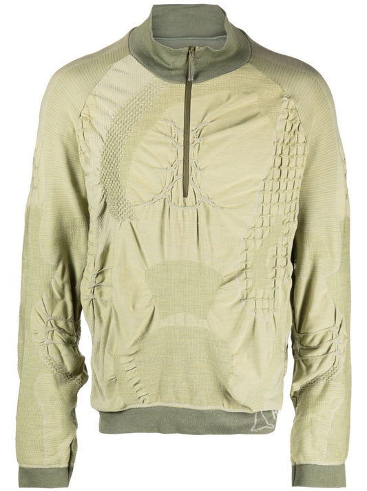 Green Half Zip 3d Knit Sweatshirt