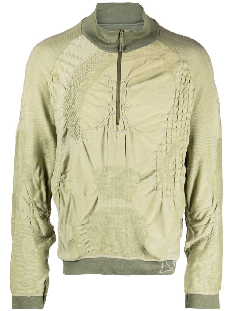 Green Half Zip 3d Knit Sweatshirt