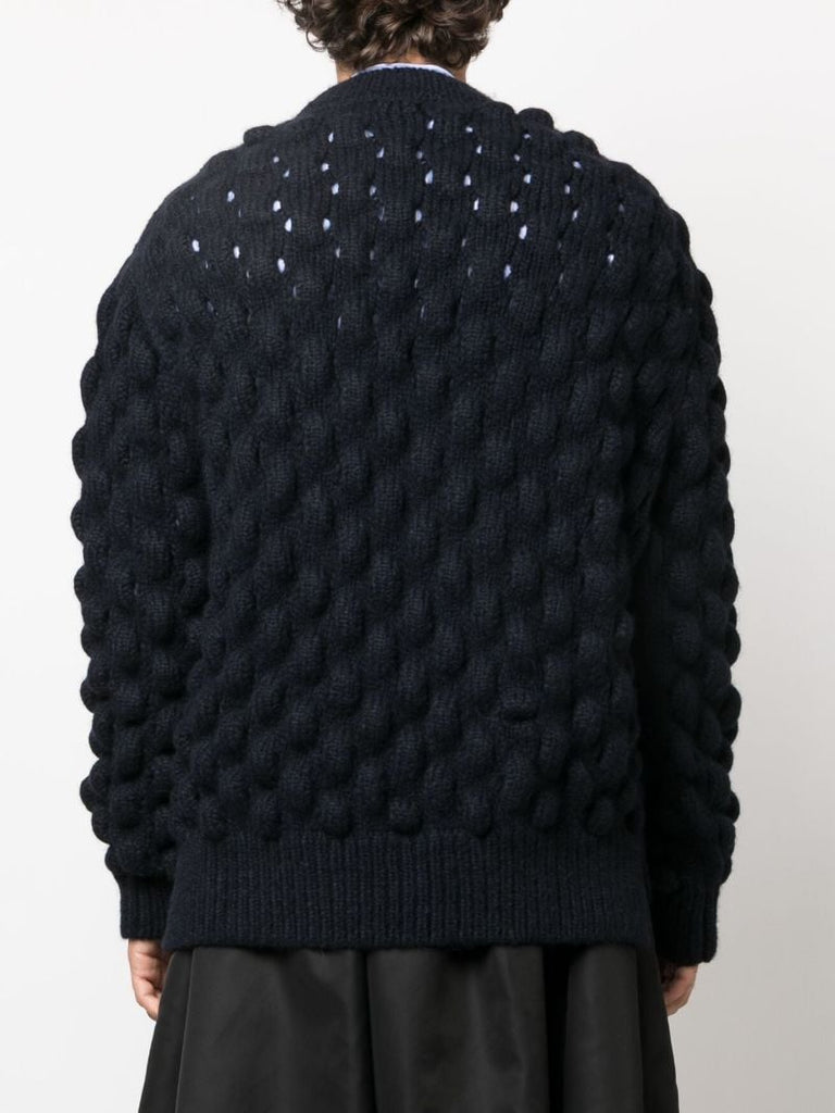 Blue Bubble-knit Sweater