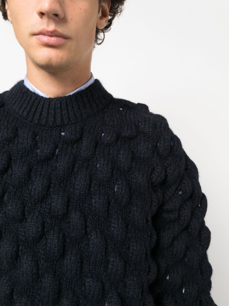 Blue Bubble-knit Sweater