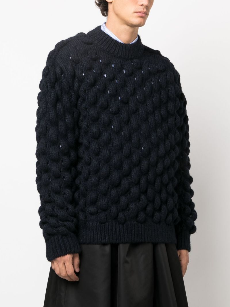 Blue Bubble-knit Sweater
