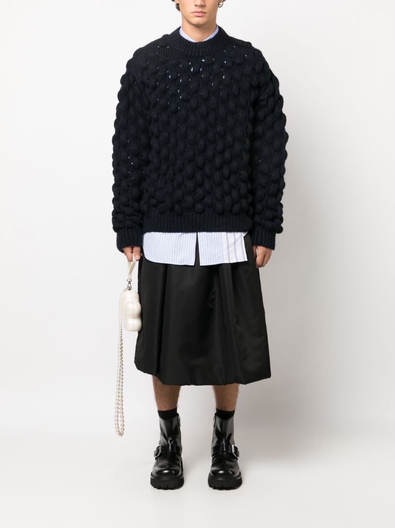 Blue Bubble-knit Sweater