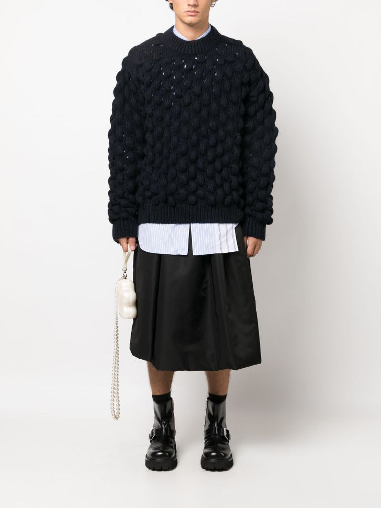Blue Bubble-knit Sweater