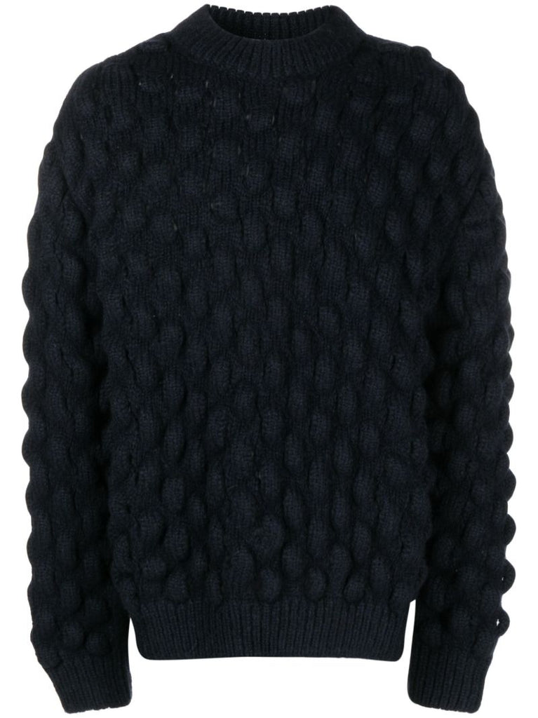 Blue Bubble-knit Sweater