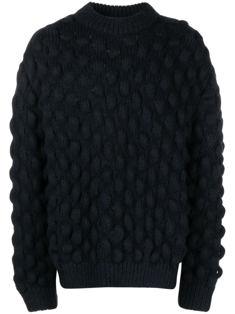 Blue Bubble-knit Sweater