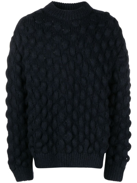 Blue Bubble-knit Sweater