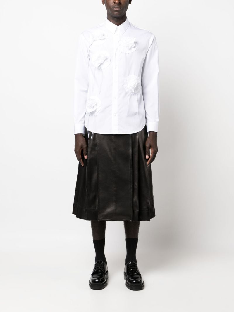 White Floral AppliquÃ_x0083_Â© Cotton Shirt
