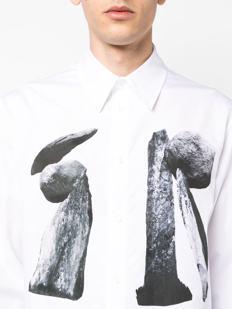 White Graphic-print Cotton Shirt