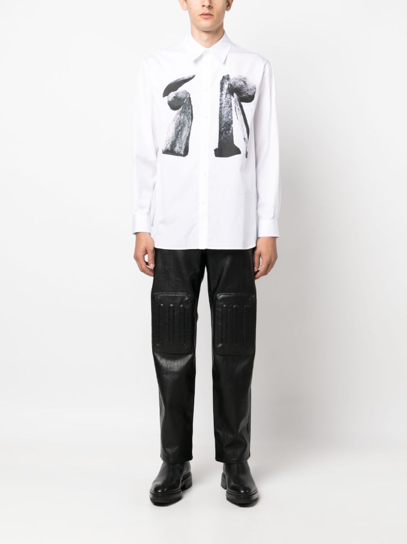 White Graphic-print Cotton Shirt
