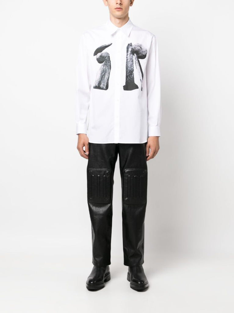 White Graphic-print Cotton Shirt