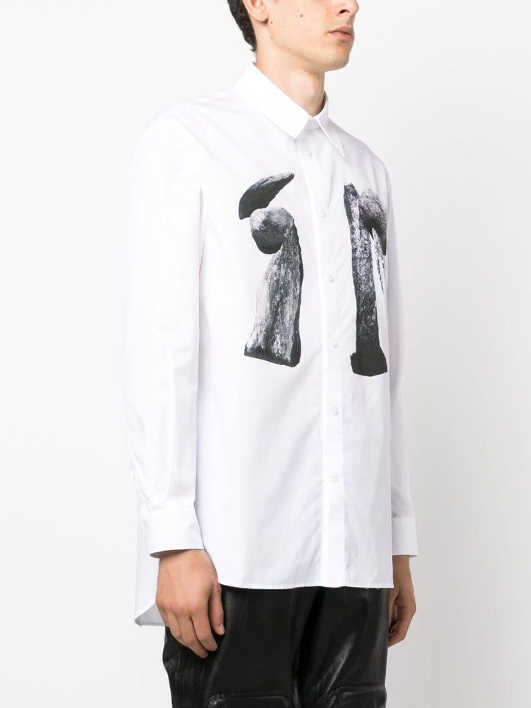 White Graphic-print Cotton Shirt