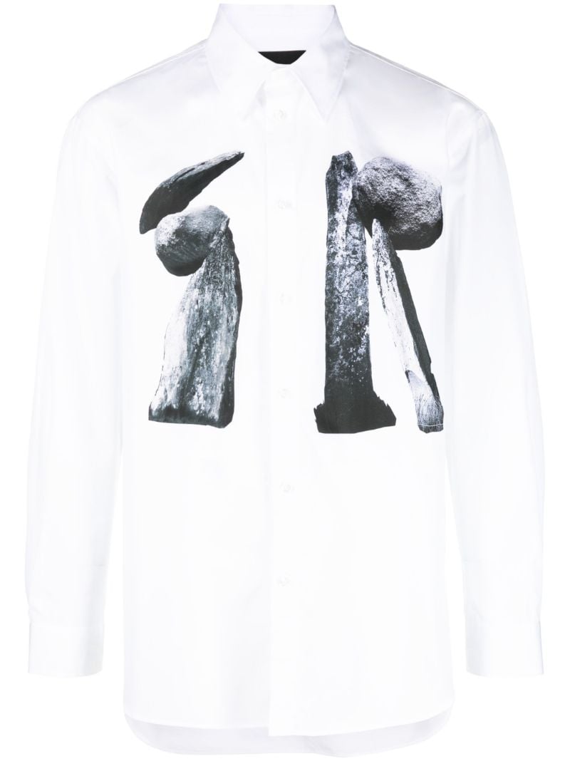 White Graphic-print Cotton Shirt
