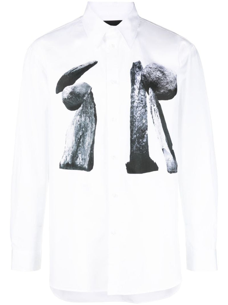 White Graphic-print Cotton Shirt