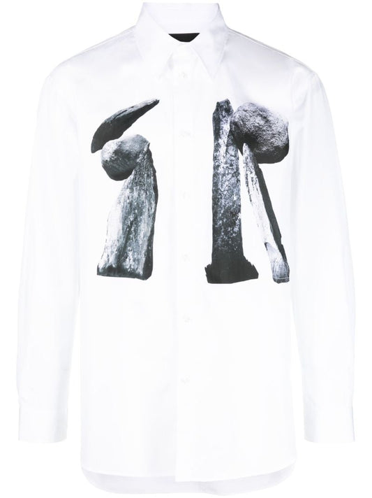 White Graphic-print Cotton Shirt