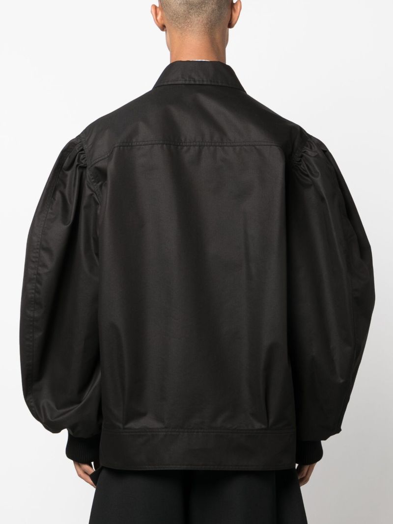 Black Puff-sleeve Bomber Jacket