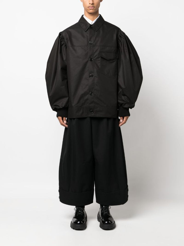 Black Puff-sleeve Bomber Jacket