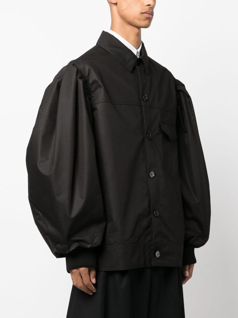 Black Puff-sleeve Bomber Jacket