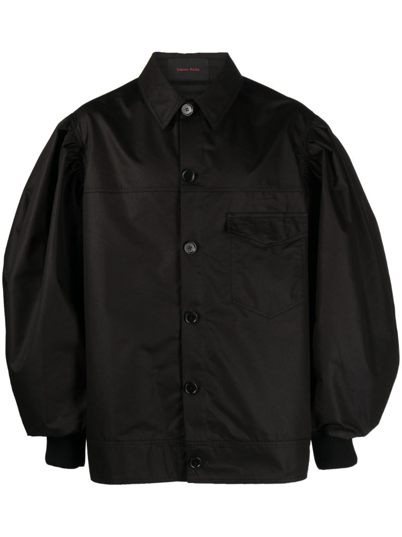 Black Puff-sleeve Bomber Jacket