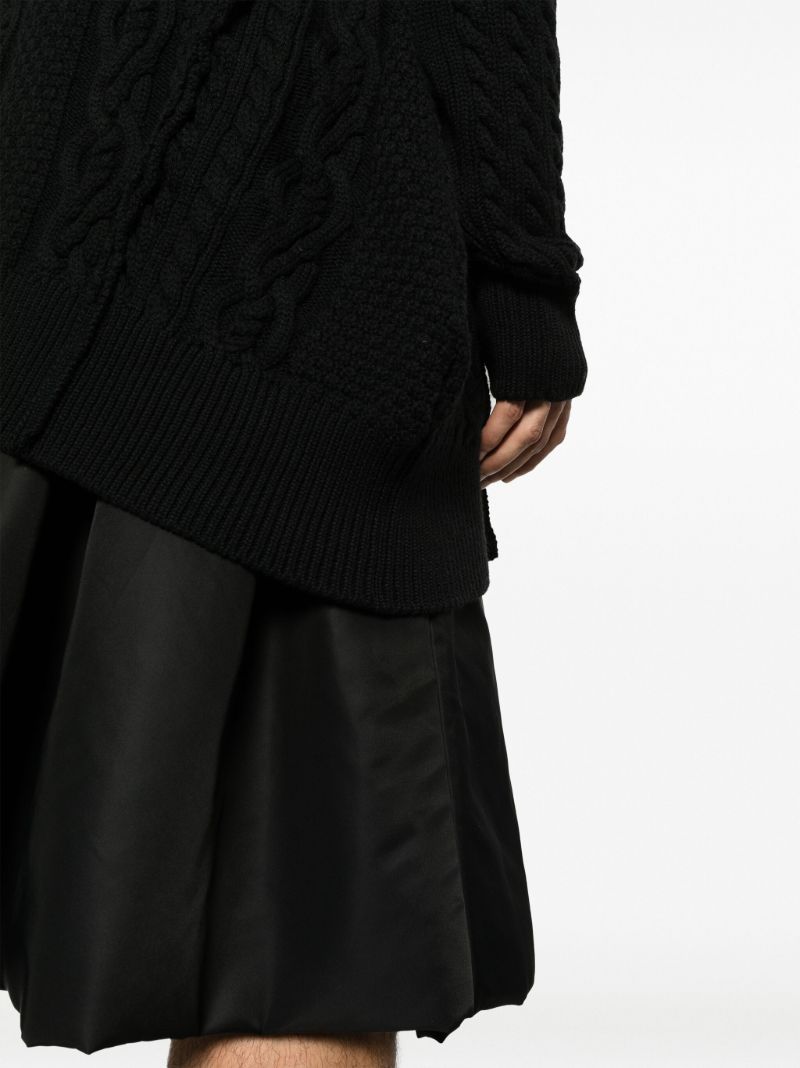 Black Distressed Cable-knit Sweater