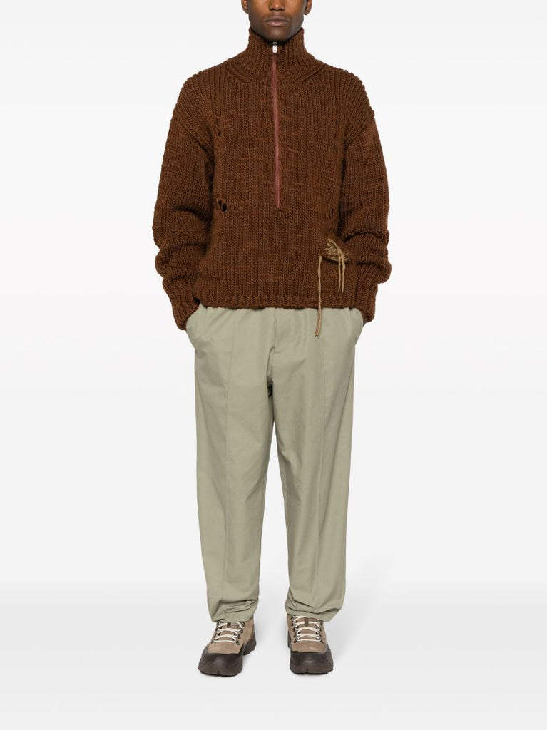 Brown Distressed Wool Sweater