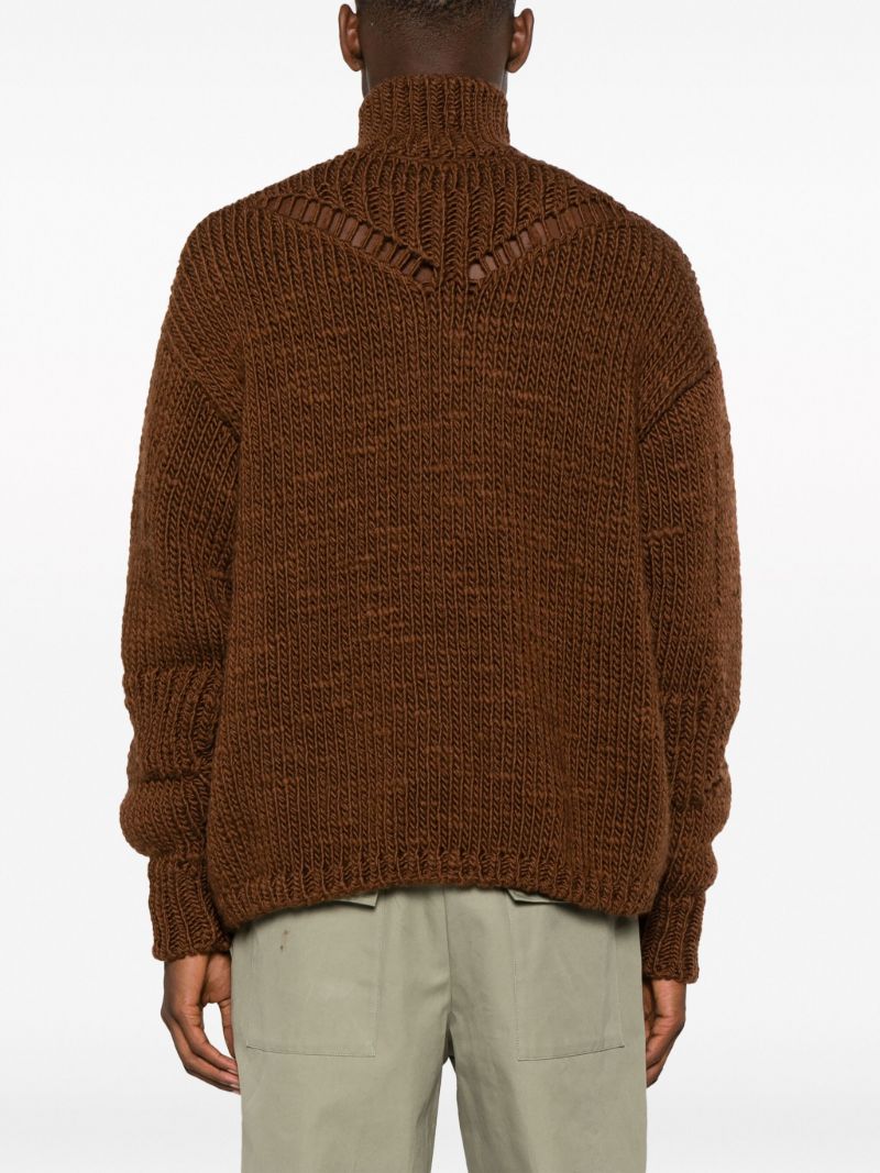 Brown Distressed Wool Sweater
