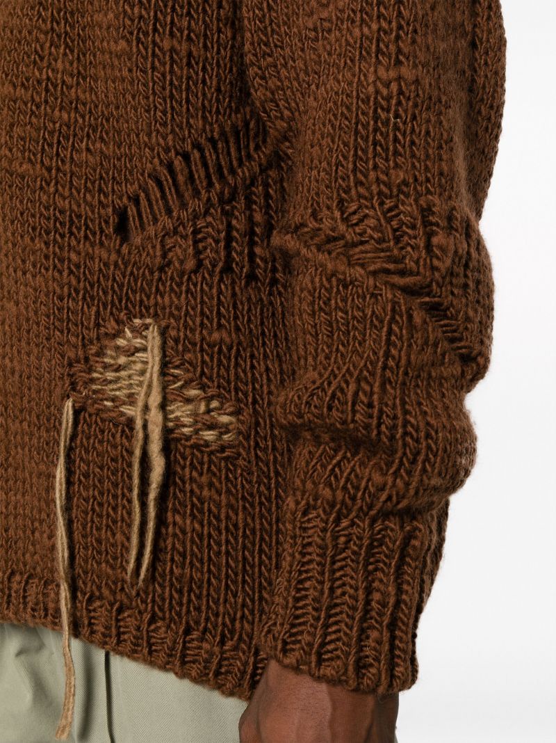Brown Distressed Wool Sweater