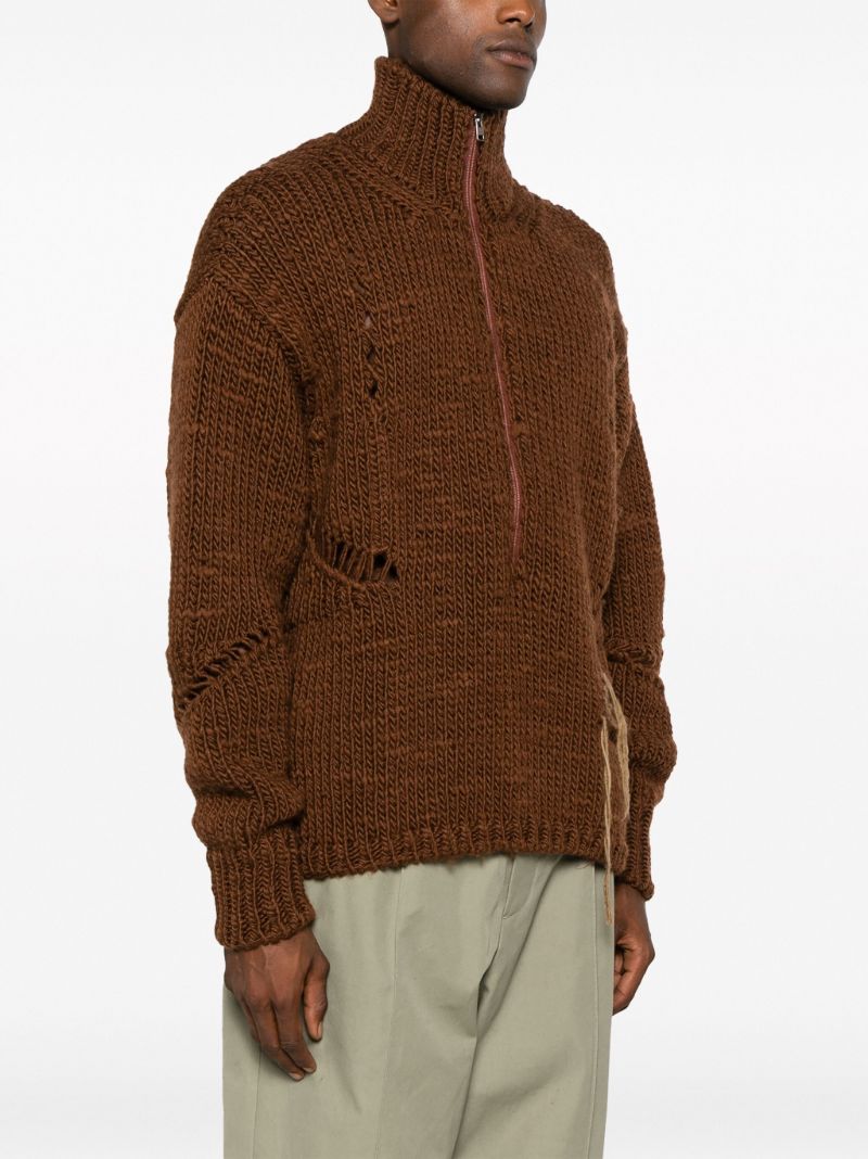 Brown Distressed Wool Sweater