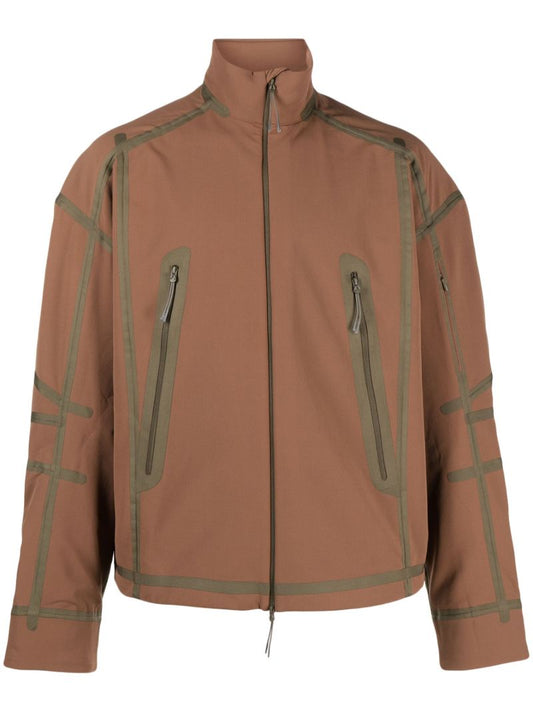 Brown Tape Detailed Hiking Jacket