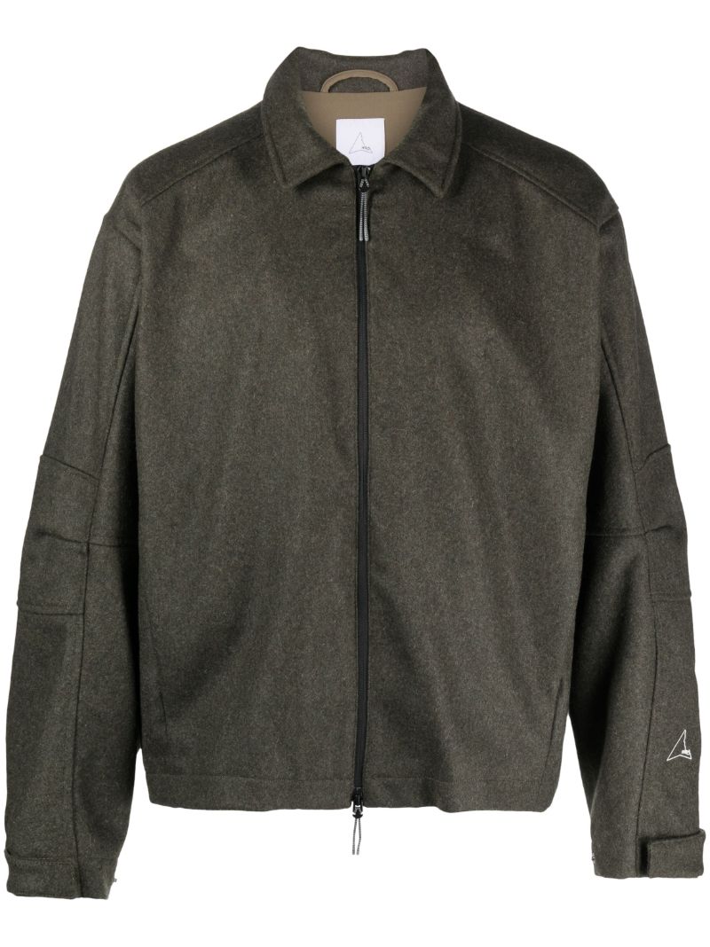 Green Zip Up Shirt Jacket