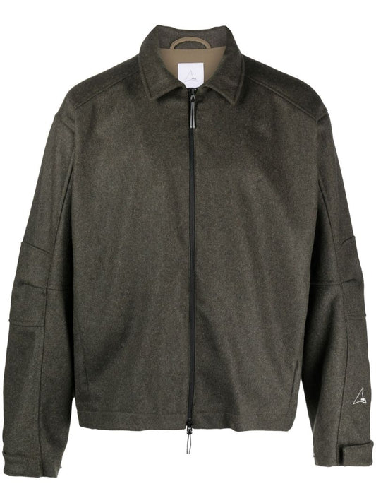 Green Zip Up Shirt Jacket