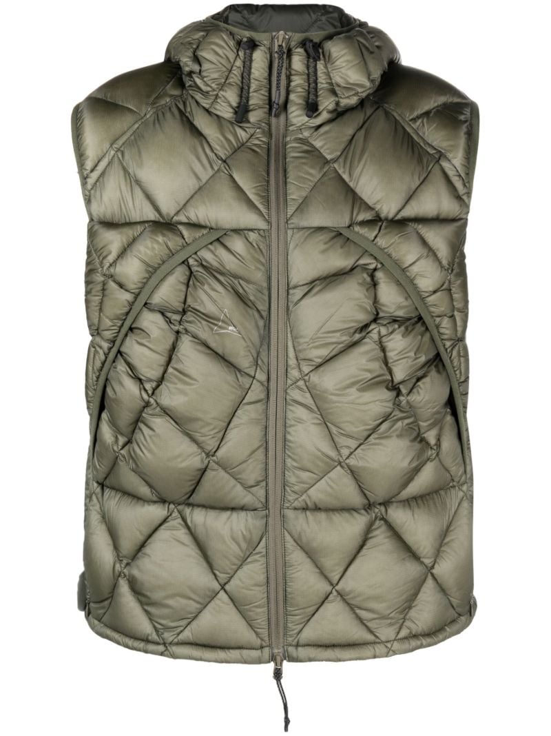 Green Hooded Quilted Gilet