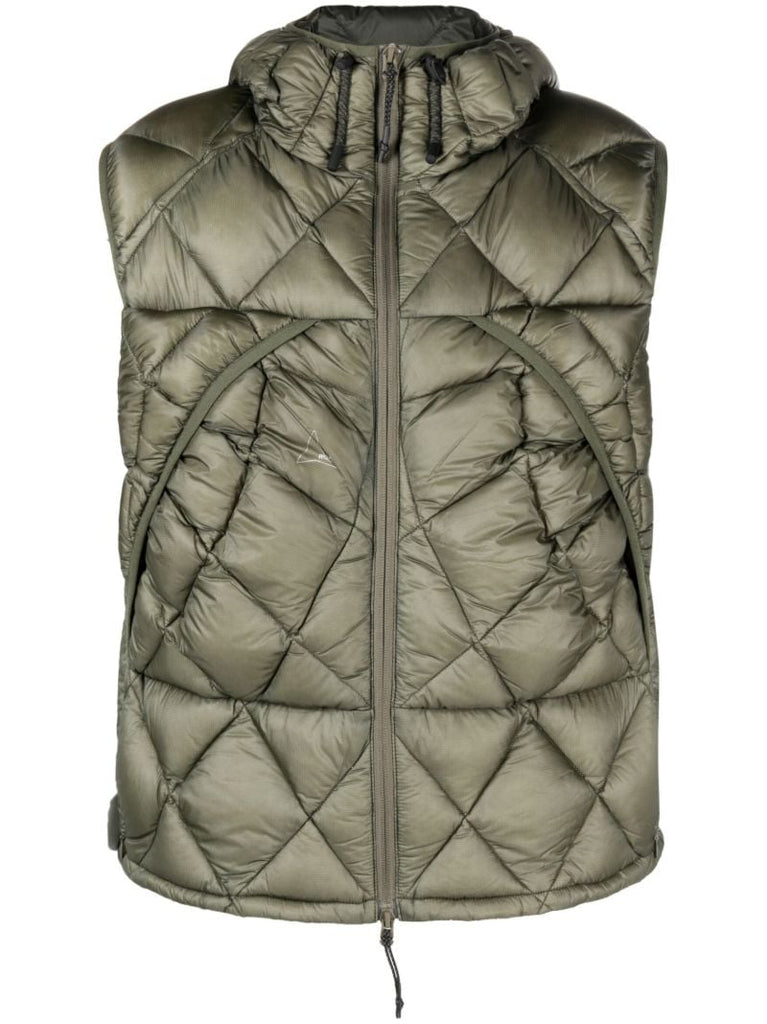 Green Hooded Quilted Gilet