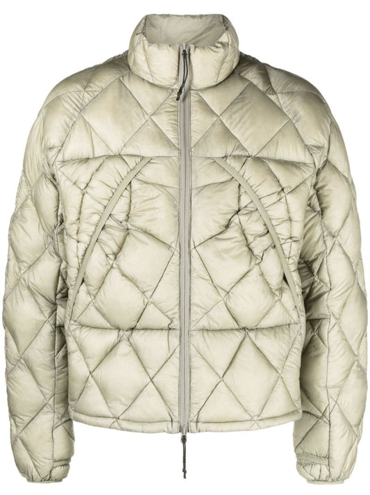 Grey Diamond-quilted Down Jacket