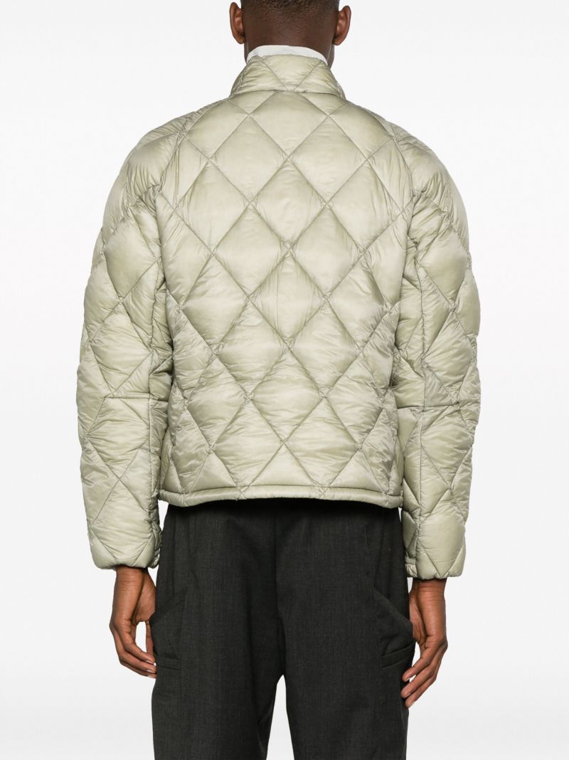 Grey Diamond-quilted Down Jacket