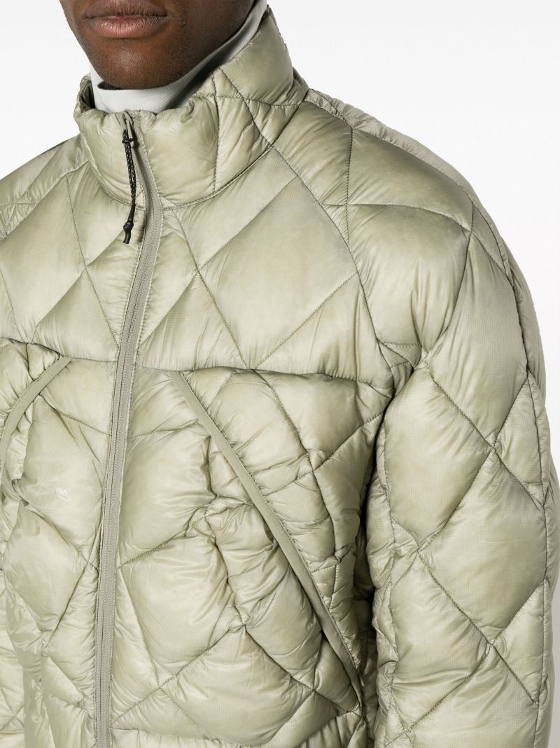 Grey Diamond-quilted Down Jacket