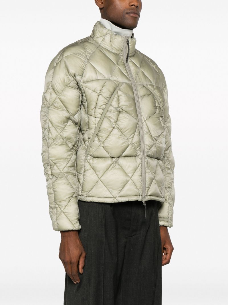 Grey Diamond-quilted Down Jacket