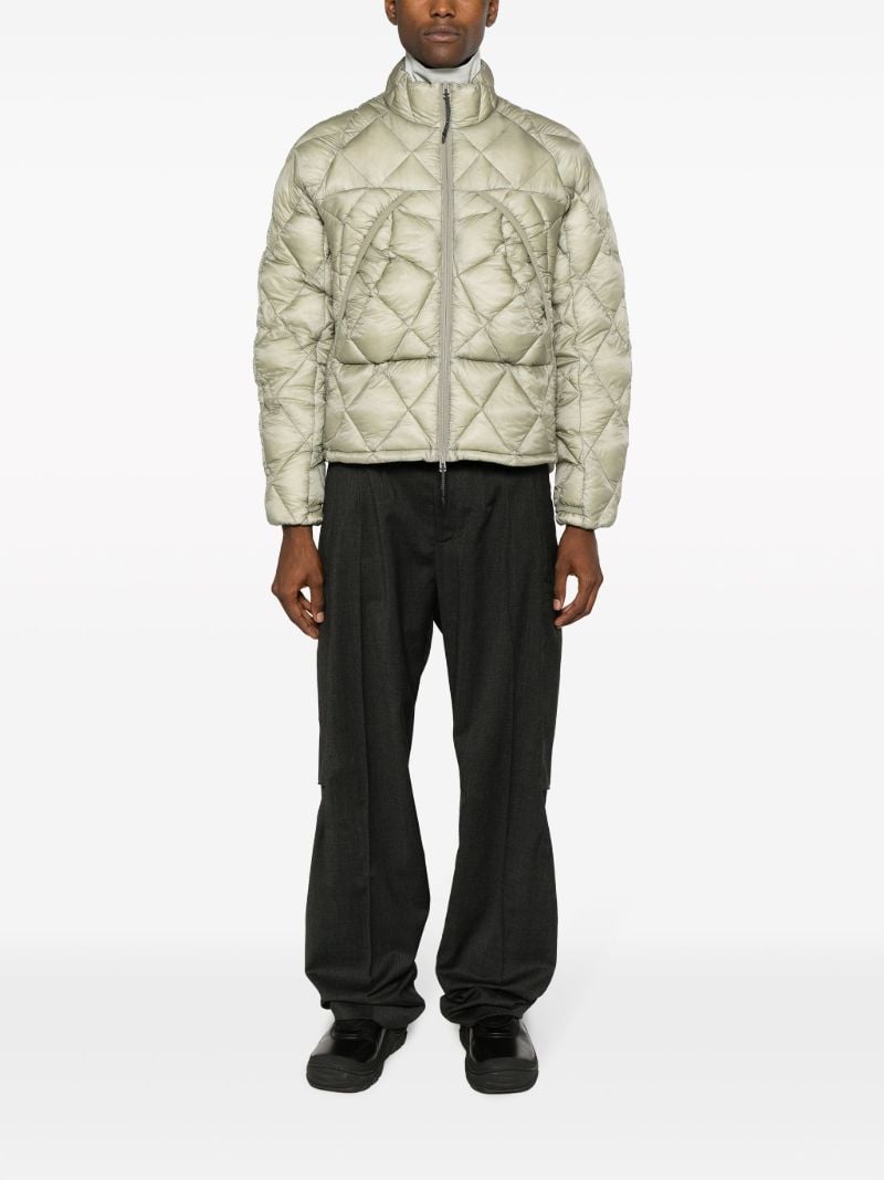 Grey Diamond-quilted Down Jacket