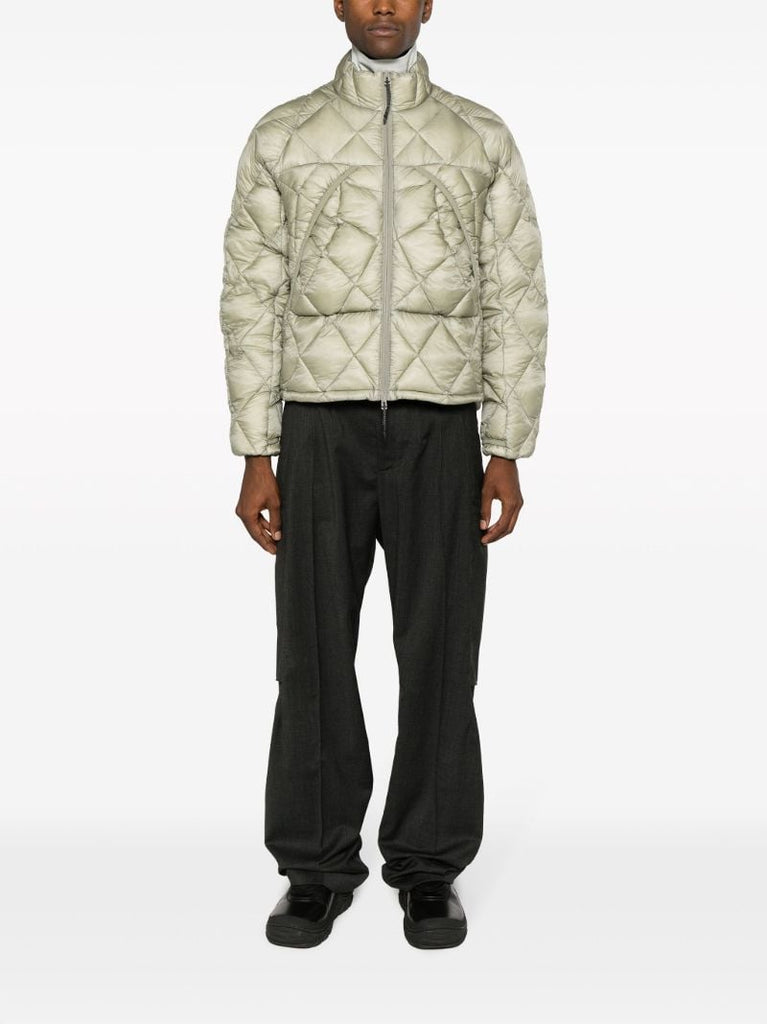 Grey Diamond-quilted Down Jacket