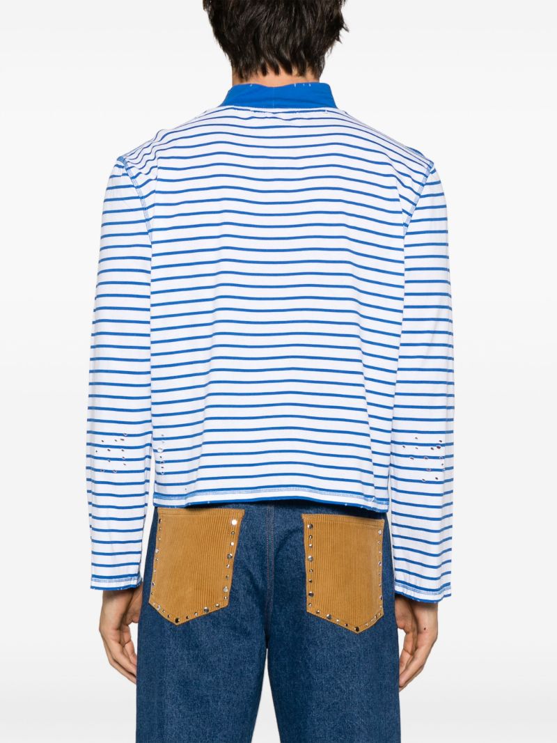 Blue Artist Striped Polo T-shirt