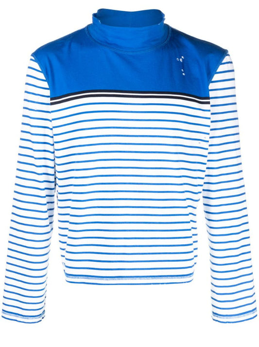 Blue Artist Striped Polo T-shirt
