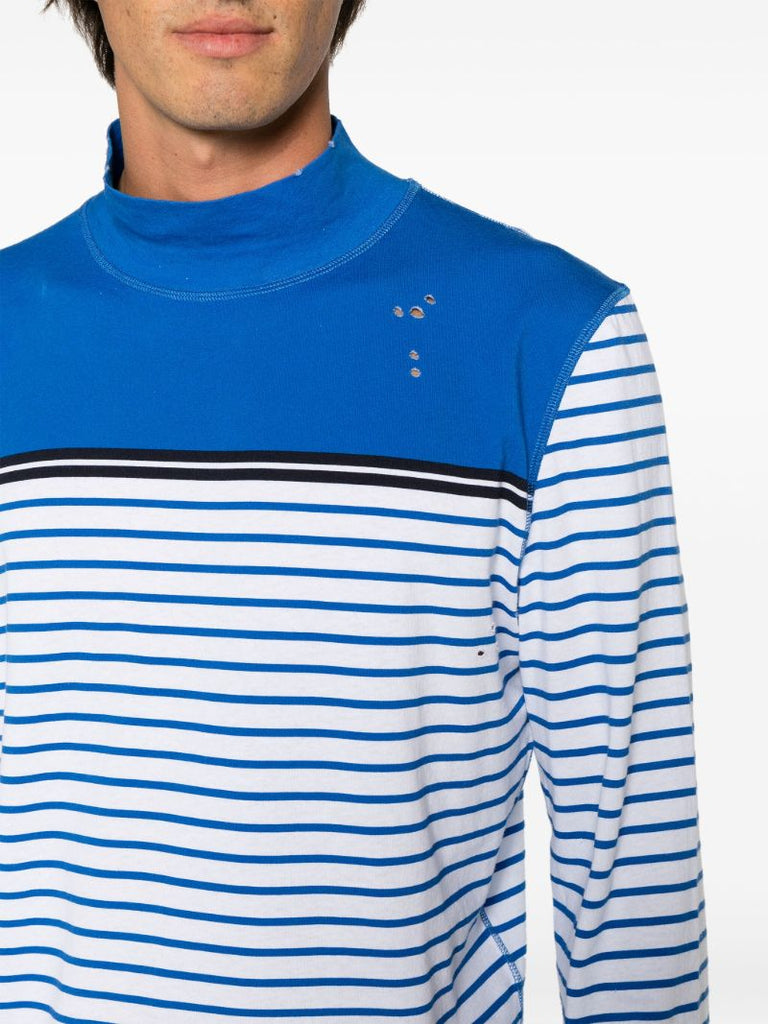 Blue Artist Striped Polo T-shirt