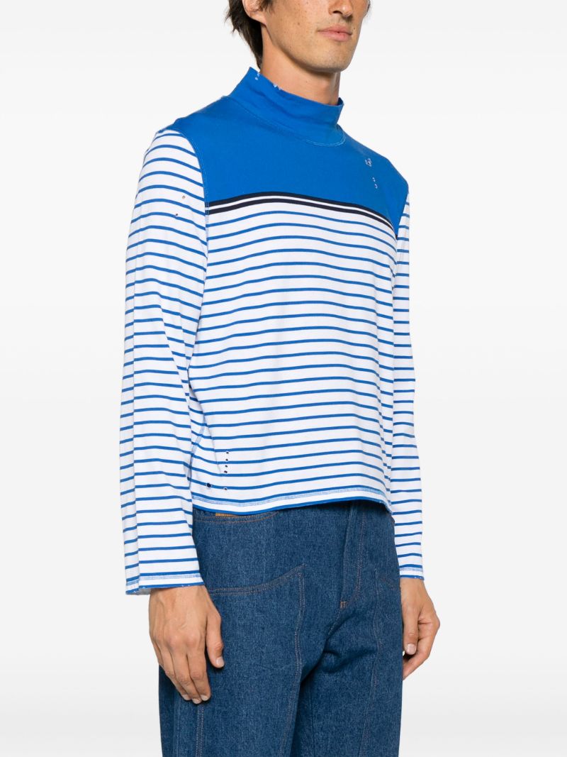 Blue Artist Striped Polo T-shirt