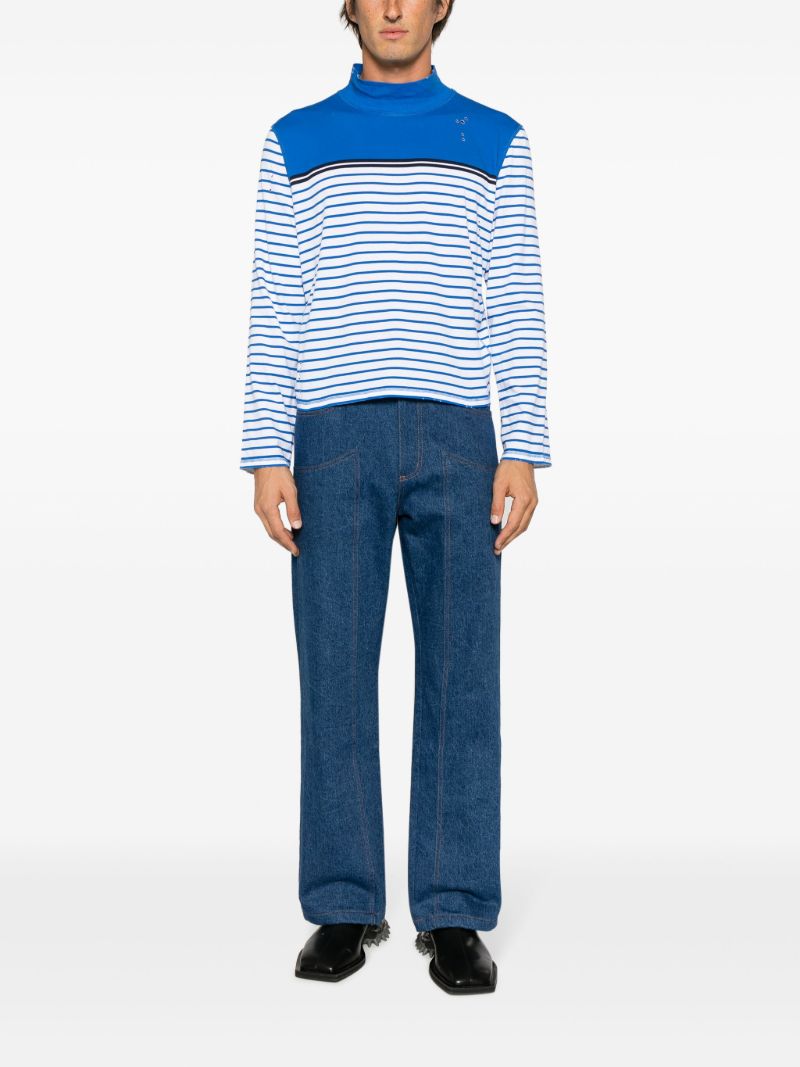 Blue Artist Striped Polo T-shirt
