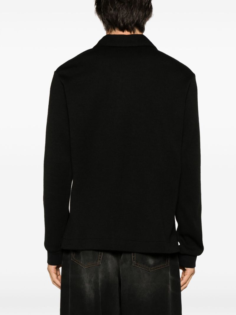 Black PiquÃ_x0083_Â© Long-sleeve Polo