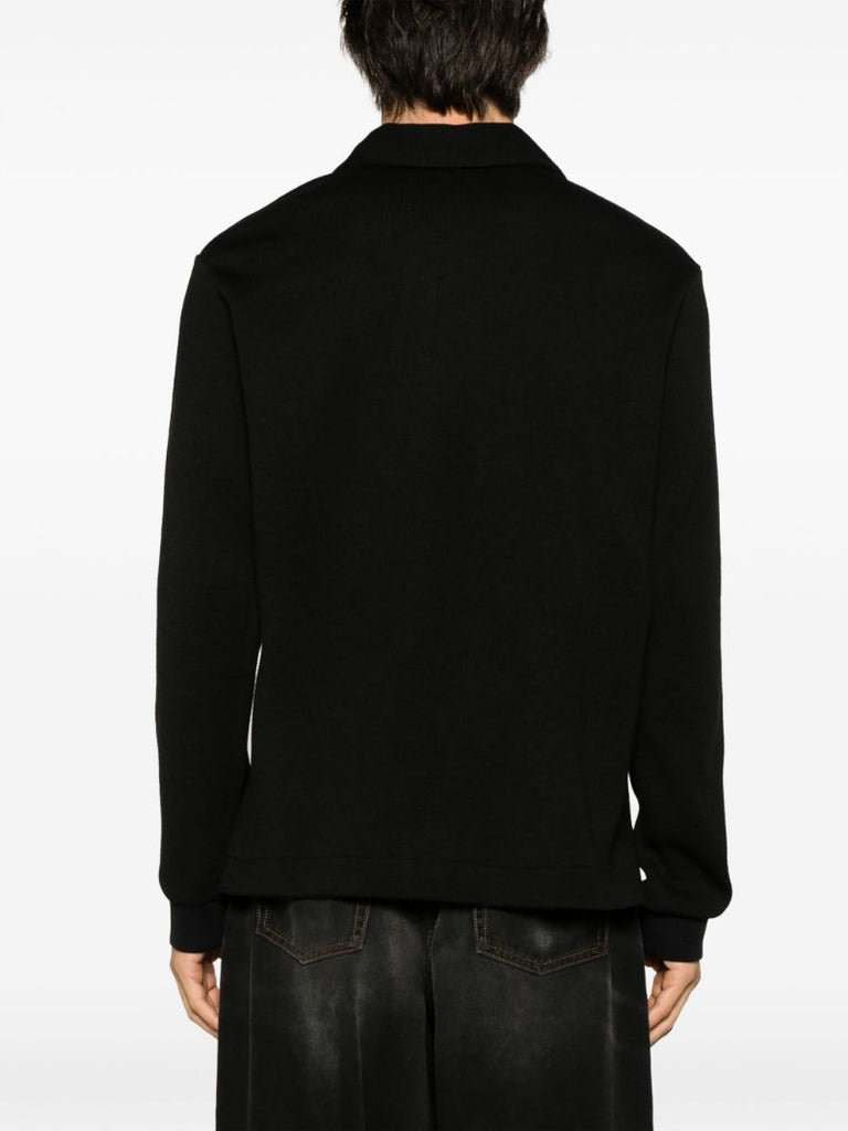 Black PiquÃ_x0083_Â© Long-sleeve Polo