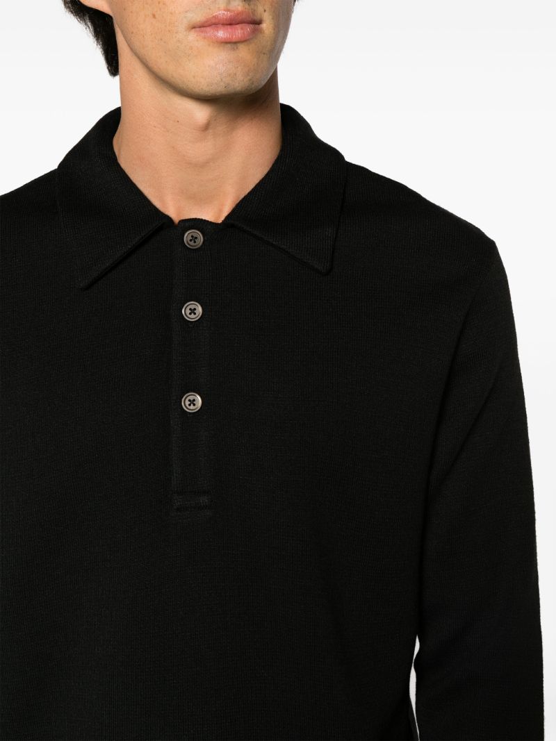 Black PiquÃ_x0083_Â© Long-sleeve Polo