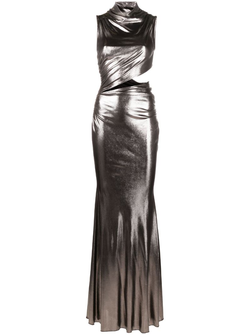 Silver-tone Cut-out LamÃ© Gown