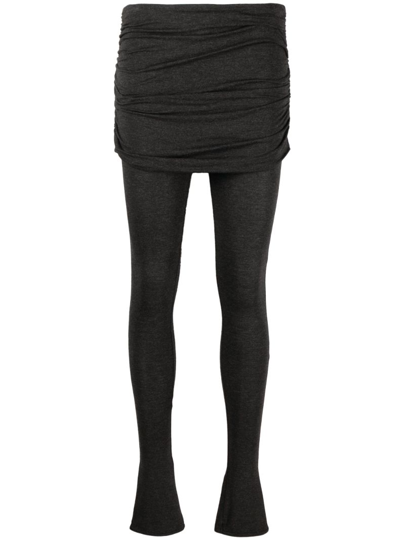 Grey Folded-waist Ruched Leggings